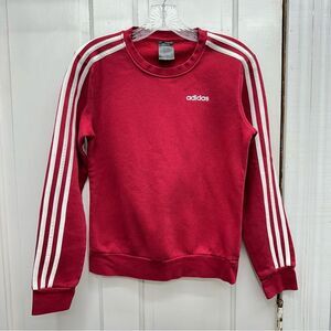 Vintage adidas triple stripe deep red crew‎ neck sweatshirt women's xs